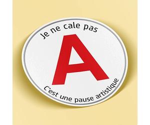SC ® - Sticker/Autocollant - Disque A Humour " Je ne Cale Pas - C'est une Pause Artistique " Jeune Permis - Jeune Conducteur - idée Cadeau originale - Fabrication Française (Modèle 15)