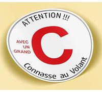 SC ® - Sticker/Autocollant - Disque C - Attention Connasse au Volant - Humour idée Cadeau Rigolo - Fabrication Française (Modèle 1)