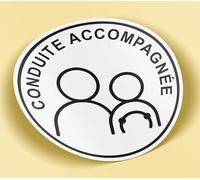 SC ® - Sticker/Autocollant - Disque Conduite Accompagnée diamètre 15 cm - Taille, Logo et Écriture Réglementaire - Fabrication Française