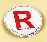 SC ® - Sticker/Autocollant - Disque R "Retraité" - Humour Cadeau Rigolo - Fabrication Française