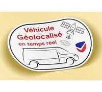 SC ® - Sticker/Autocollant - Fourgon/Camionette " Véhicule Géolocalisé en temps réel " Traceur GPS - Modèle Unique & Original - Fabrication Française (Largeur 12 cm/Hauteur 8,5 cm)
