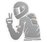 SC ® - Sticker/Autocollant - Motard/Biker - Couleur Argent - Contour découpé (sans Fond) - Fabrication Française