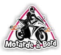 SC ® - Sticker/Autocollant - Motarde à Bord - Moto Biker Motard - Fabrication Française