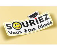SC ® - Sticker/Autocollant - Souriez vous êtes filmés (10 cm) - Caméra Vidéo-Surveillance - Fabrication Française