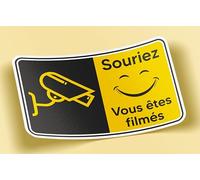 SC ® - Sticker/Autocollant - Souriez vous êtes filmés (12 cm) - Caméra Vidéo-Surveillance - Fabrication Française