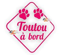 SC ® - Sticker/Autocollant - Toutou à Bord - Contour découpé (sans Fond) - Fabrication Française (Fuchsia)