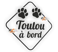 SC ® - Sticker/Autocollant - Toutou à Bord - Contour découpé (sans Fond) - Fabrication Française (Noir)