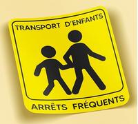SC ® - Sticker/Autocollant - Transport d'Enfants - Transport Scolaire - Arrêts Fréquents - Fabrication Française (Hauteur 15 cm/Largeur 13,5 cm)