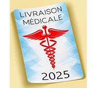 SC ® - Sticker/Autocollant - Vignette Caducée 2025 - Livraison Médicale - Type de Pose Vitrophanie* (S'applique sur Le Pare-Brise à l'intérieur du véhicule)
