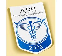 SC ® - Sticker/Autocollant - Vignette Caducée 2026 - Ash - Agent Service Hospitalier - Type de Pose Vitrophanie* (S'applique sur Le Pare-Brise à l'intérieur du véhicule)