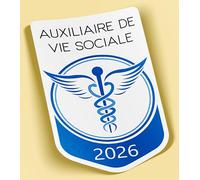 SC ® - Sticker/Autocollant - Vignette Caducée 2026 - Auxiliaire de Vie Sociale - Type de Pose Vitrophanie* (S'applique sur Le Pare-Brise à l'intérieur du véhicule)