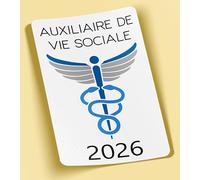 SC ® - Sticker/Autocollant - Vignette Caducée 2026 - Auxiliaire de Vie Sociale - Type de Pose Vitrophanie* (S'applique sur Le Pare-Brise à l'intérieur du véhicule)
