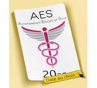 SC ® - Sticker/Autocollant - Vignette Caducée AES - Accompagnant Éducatif et Social - Date Personnalisable - Type de pose Vitrophanie* (se colle sur le pare-brise à l'intérieur du véhicule)