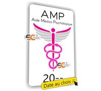 SC ® - Sticker/Autocollant - Vignette Caducée AMP - Aide médico Psychologique - Date Personnalisable - Type de pose Vitrophanie* (se colle sur le pare-brise à l'intérieur du véhicule)