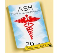 SC ® - Sticker/Autocollant - Vignette Caducée - Ash - Agent de Service Hospitalier - Type de Pose Vitrophanie* (se Colle sur Le Pare-Brise à l'intérieur du véhicule) - Fabrication Française