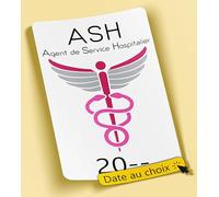 SC ® - Sticker/Autocollant - Vignette Caducée ASH - Agent Service Hospitalier - Date Personnalisable - Type de pose Vitrophanie* (se colle sur le pare-brise à l'intérieur du véhicule)
