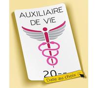 SC ® - Sticker/Autocollant - Vignette Caducée Auxiliaire de Vie - Date Personnalisable - Type de pose Vitrophanie* (se colle sur le pare-brise à l'intérieur du véhicule)