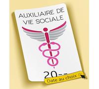 SC ® - Sticker/Autocollant - Vignette Caducée Auxiliaire de Vie Sociale - Date Personnalisable - Type de pose Vitrophanie* (se colle sur le pare-brise à l'intérieur du véhicule)