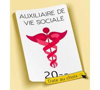 SC ® - Sticker/Autocollant - Vignette Caducée Auxiliaire de Vie Sociale - Date Personnalisable - Type de pose Vitrophanie* (se colle sur le pare-brise à l'intérieur du véhicule)