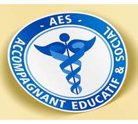 SC ® - Sticker/Autocollant - Vignette Caducée Rond AES (Bleu) - Accompagnant Éducatif & Social - Type de Pose Vitrophanie* (S'applique sur Le Pare-Brise à l'intérieur du véhicule)