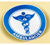 SC ® - Sticker/Autocollant - Vignette Caducée Rond Ambulancier - Type de Pose Vitrophanie* (S'applique sur Le Pare-Brise à l'intérieur du véhicule)