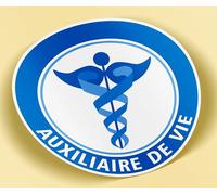 SC ® - Sticker/Autocollant - Vignette Caducée Rond Auxiliaire de Vie (Bleu) - Type de Pose Vitrophanie* (S'applique sur Le Pare-Brise à l'intérieur du véhicule)