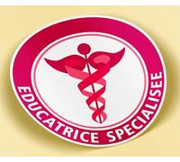 SC ® - Sticker/Autocollant - Vignette Caducée Rond Éducatrice Spécialisée - Type de Pose Vitrophanie* (S'applique sur Le Pare-Brise à l'intérieur du véhicule)