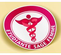 SC ® - Sticker/Autocollant - Vignette Caducée Rond Étudiante Sage Femme - Type de Pose Vitrophanie* (S'applique sur Le Pare-Brise à l'intérieur du véhicule)