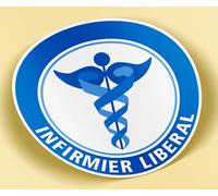 SC ® - Sticker/Autocollant - Vignette Caducée Rond Infirmier Libéral - Type de Pose Vitrophanie* (S'applique sur Le Pare-Brise à l'intérieur du véhicule)