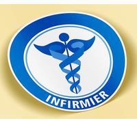 SC ® - Sticker/Autocollant - Vignette Caducée Rond Infirmier - Type de Pose Vitrophanie* (S'applique sur Le Pare-Brise à l'intérieur du véhicule)