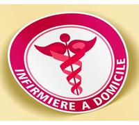 SC ® - Sticker/Autocollant - Vignette Caducée Rond Infirmière à Domicile - Type de Pose Vitrophanie* (S'applique sur Le Pare-Brise à l'intérieur du véhicule)