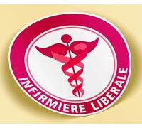SC ® - Sticker/Autocollant - Vignette Caducée Rond Infirmière Libérale - Type de Pose Vitrophanie* (S'applique sur Le Pare-Brise à l'intérieur du véhicule)