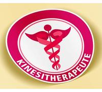SC ® - Sticker/Autocollant - Vignette Caducée Rond Kinésithérapeute (Rose) - Type de Pose Vitrophanie* (S'applique sur Le Pare-Brise à l'intérieur du véhicule)
