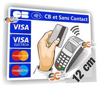 SC Sticker CB et Sans Contact - Autocollant terminal de Paiement Carte Bleue Caisse Commerce (Largeur 12 cm/Hauteur 9,5 cm)