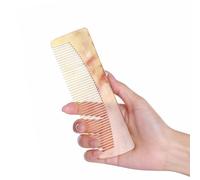 SC123 Peigne de croissance des cheveux en corne de bœuf véritable de 16 cm à dents fines 100 % fait main avec antistatique, démêlant, massage, cuir chevelu Gua Sha pour homme et femme