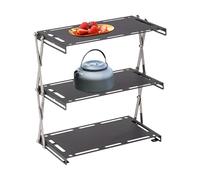 Scaffale Da Campeggio - Tavolo Da Display In Acciaio Inossidabile A 3 Livelli | Scaffali A 3 Livelli Per Ripostiglio - Per Cucina Campeggio Cortile Giardino Barbecue Interno Esterno