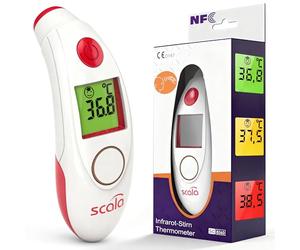 Scala SC 8360 NFC Top Speed Night Thermomètre frontal infrarouge numérique avec stockage des données d'alarme de fièvre optique et acoustique via connexion NFC et APP