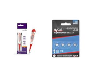 Scala Thermomètre Fièvre Médical Numérique Buccal SC 1501 Rouge Flex Speed & HyCell 1516-0025 Lot de 4 Piles alcalines pour Appareil photo