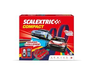 SCALEXTRIC - Circuit Compact - Piste de Course complète - 2 Voitures et 2 télécommandes incluses - Échelle 1:43 (Set Grand Challenge)