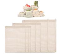 scalingscal 7 Pièces,Filets à Fruits en Coton Beige,Sacs De Fruits Et Légumes,Filets à Fruits Et Légumes,Réutilisables, en Coton, sans Plastique, pour Courses, Fruits, Légumes, Pain (3 Tailles)