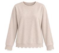 Scalloped Sweatshirt for Women, Oversized Crew Neck Long Sleeve Top | Scalloped Tunic Sweatshirt, Crew Neck, Long Sleeve, Relaxed Loose Fit, Comfort Soft Cute Pullover Tops, Fall Outfits