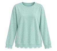 Scalloped Sweatshirt for Women, Oversized Crew Neck Long Sleeve Top | Scalloped Tunic Sweatshirt, Crew Neck, Long Sleeve, Relaxed Loose Fit, Comfort Soft Cute Pullover Tops, Fall Outfits