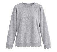 Scalloped Sweatshirt for Women, Oversized Crew Neck Long Sleeve Top | Scalloped Tunic Sweatshirt, Crew Neck, Long Sleeve, Relaxed Loose Fit, Comfort Soft Cute Pullover Tops, Fall Outfits