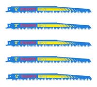 Scalnuvyyh Lot de 5 lames de scie sabre pour bois - 300 mm - 5TPI - Pour coupe rapide du bois grossier, du bois humide et du bois de chauffage - (HSS)