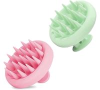 Scalp Massage Brush 2 Pack Massage Brush for Dry Wet Hair Silicone Hair Brush Reduce Dandruff for Dry and Wet Hair (Pink and Green)