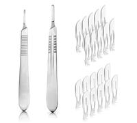 Scalpel Chirurgical,Bistouris en Acier Inoxydable,Scalpel Pedicure,Scalpel de Découpe,Cutter de Précision,2 types de Manches et 20 Lames,Pour la chirurgie, la pédicure, les modèles, la sculpture