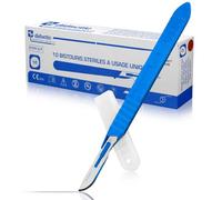 Scalpel chirurgical jetable lame 10 | Boite 10 bistouris medical | Qualité pro | Bistouri chirurgical stérile | Dermaplaning| Pédicure| Scrapbooking | Modélisme | Utilisé en hôpital| Normes CE |Fab FR