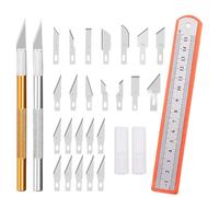 Scalpel de sculpture avec capuchon de protection, 2 pièces, scalpel avec 23 lames de rechange, couteau de découpe pour loisirs créatifs, couteau de sculpture pour artisanat, ensemble de découpe pour