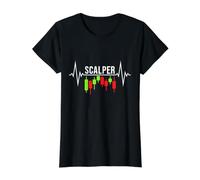 Scalper Heartbeat - Crypto Scalping Trading Pulse Line T-Shirt Graphique avec Valeur, Femme, Noir, XS