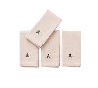 Scalpers - Lot de 4 Serviettes 40 x 40 cm en Lin et Polyester 230 g/m² avec Logo brodé